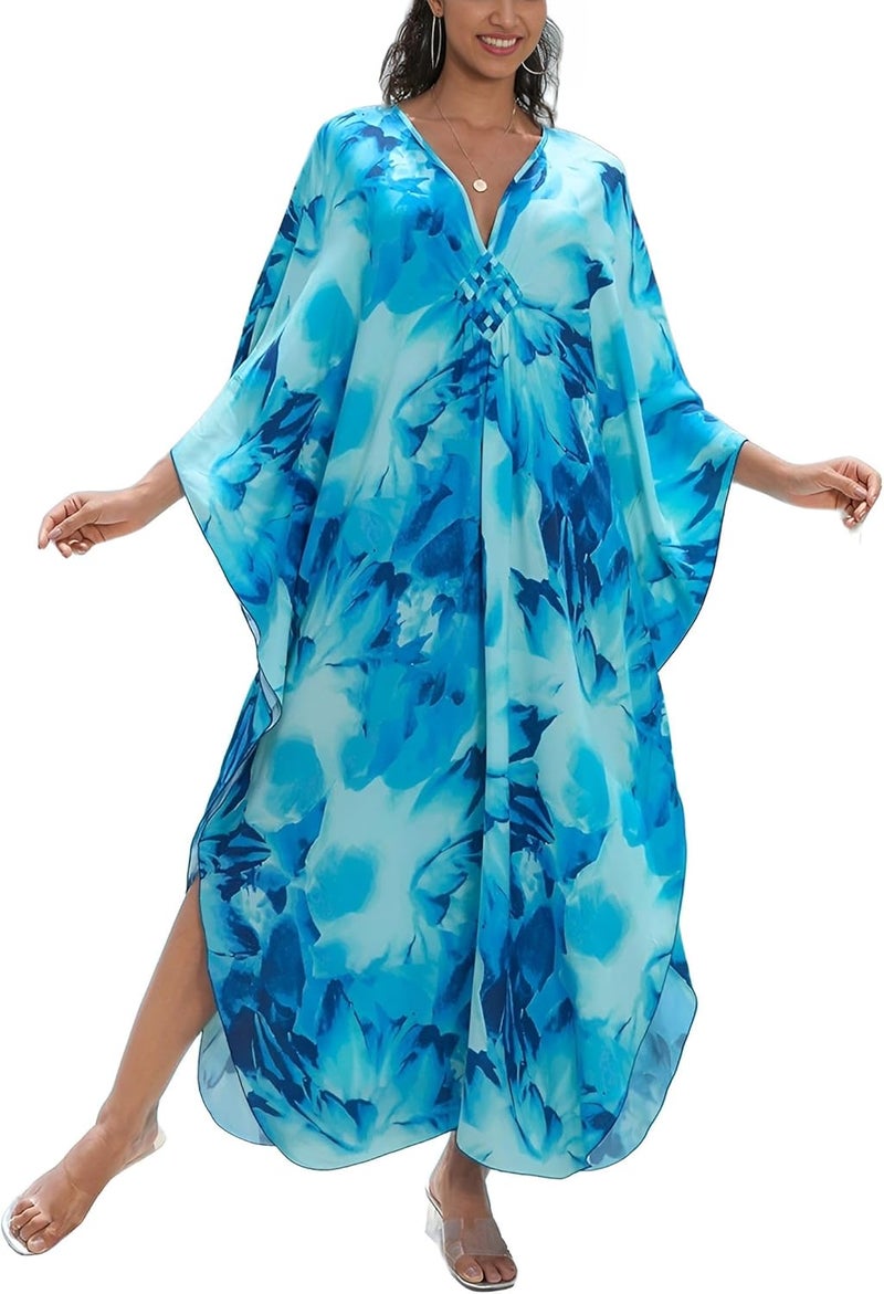 KEYLORTING Women's Plus Size Kaftan Dress – Plus Size Maxi Dress Moo Moos Beach Cover Up,Bathing Suit Cover-Up Loungewear - Image 1